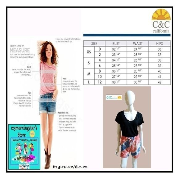 C&C California NEW INDIGO BLUE Dopamine Tie Dye Drawstring Elastic Sweat Short M - Picture 12 of 12